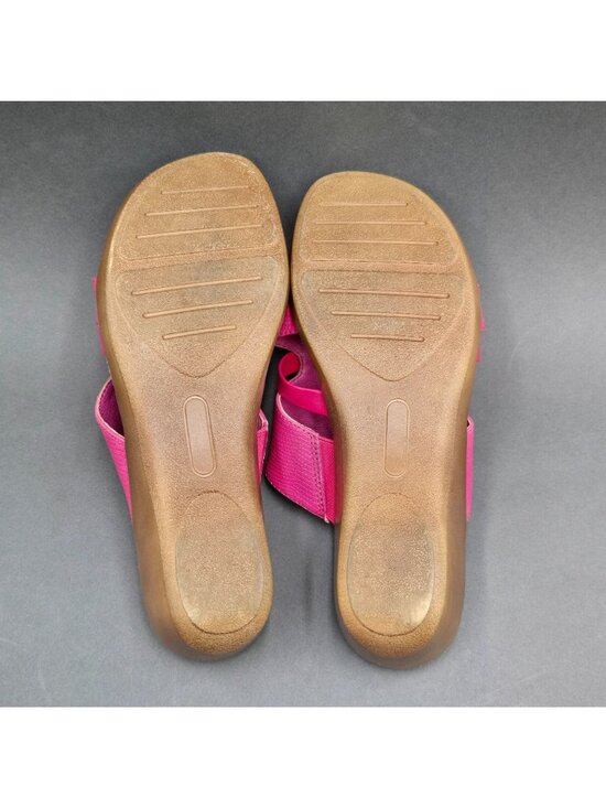 Kim Rogers Norma Wedge Slide Sandals Size 7.5 Pink Textured Strappy Boho Chic - Picture 9 of 9